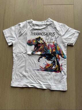 Next Level Apparel White Short-Sleeve Tee with Colorful T-Rex Graphic